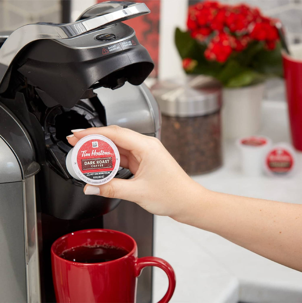 RivetOak Tim Hortons Dark Roast Coffee, Single-Serve K-Cup 24 Count (Pack of 4), Red