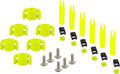 Neon yellow bowfishing arrow safety slides kit with black clamps and silver screws