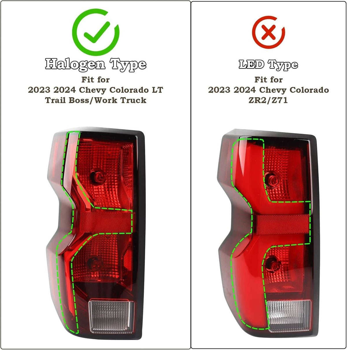 Halogen tail light assembly with red lens and clear bottom reverse light