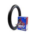 Heavy-duty motorcycle inner tube with TR4 straight valve; shown with box packaging.