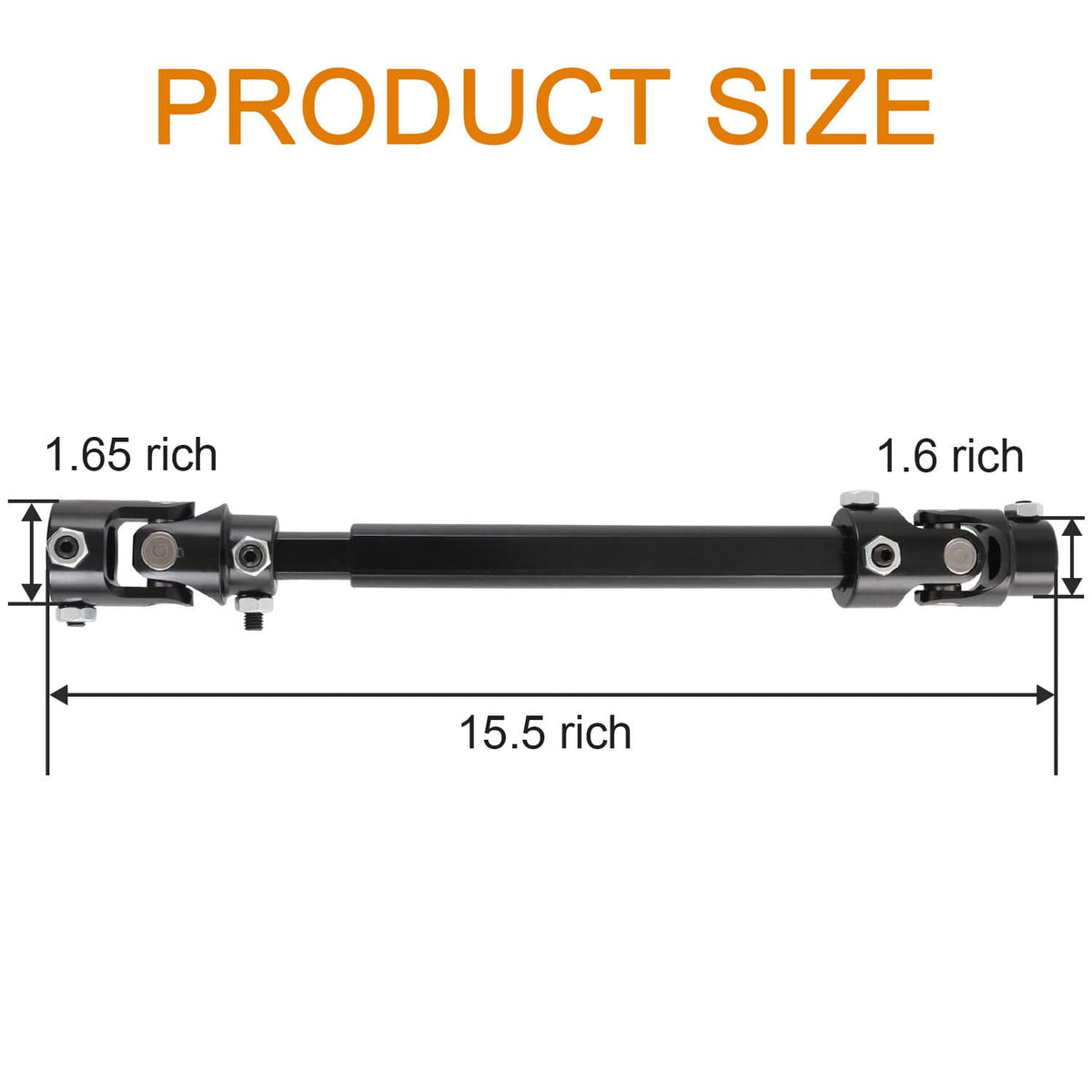 Steering shaft side-view diagram with length and height measurements