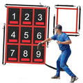 Adjustable strike zone target with red frame and numbered 1–9 grid