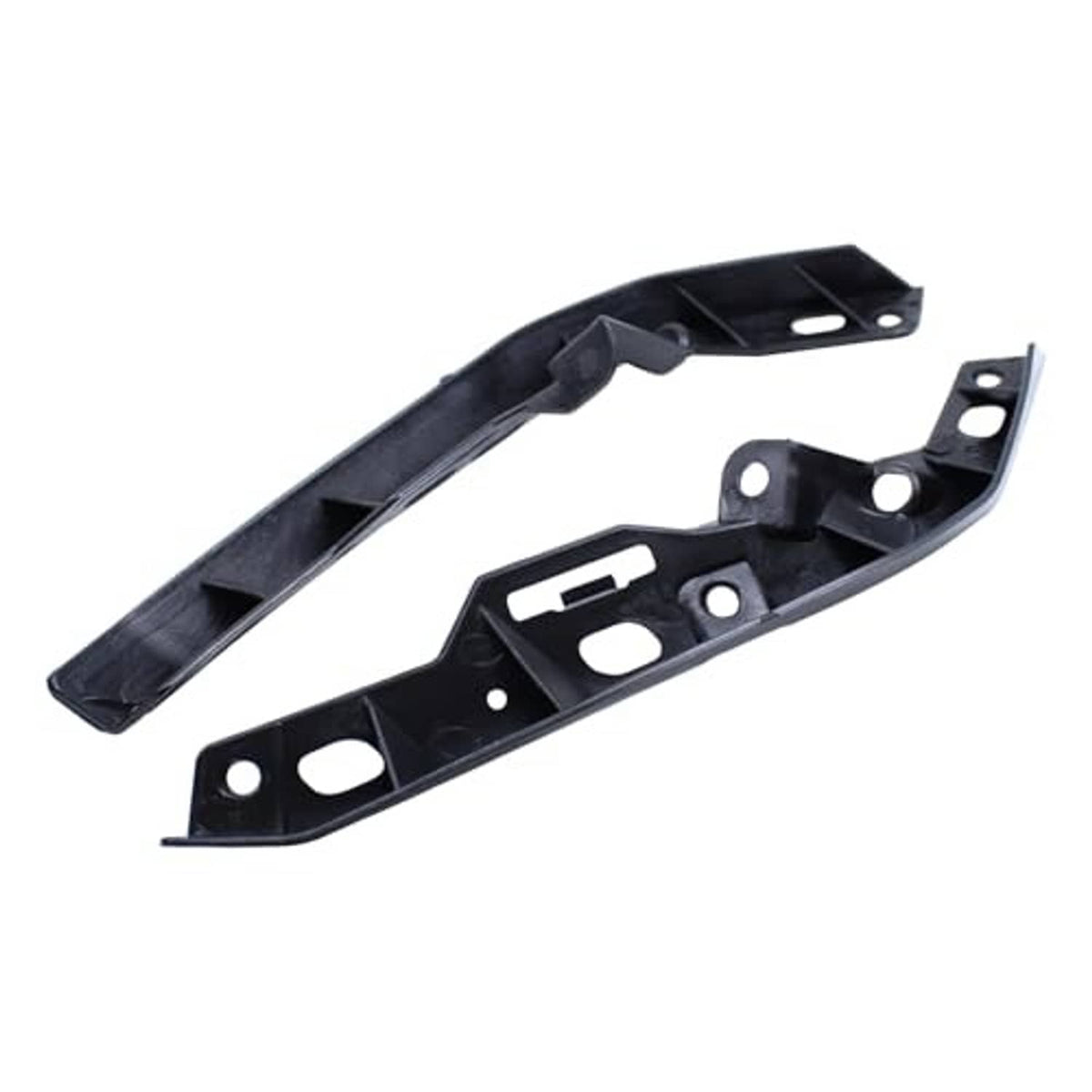 Black front bumper bracket bar with integrated mounting points and oval cutouts