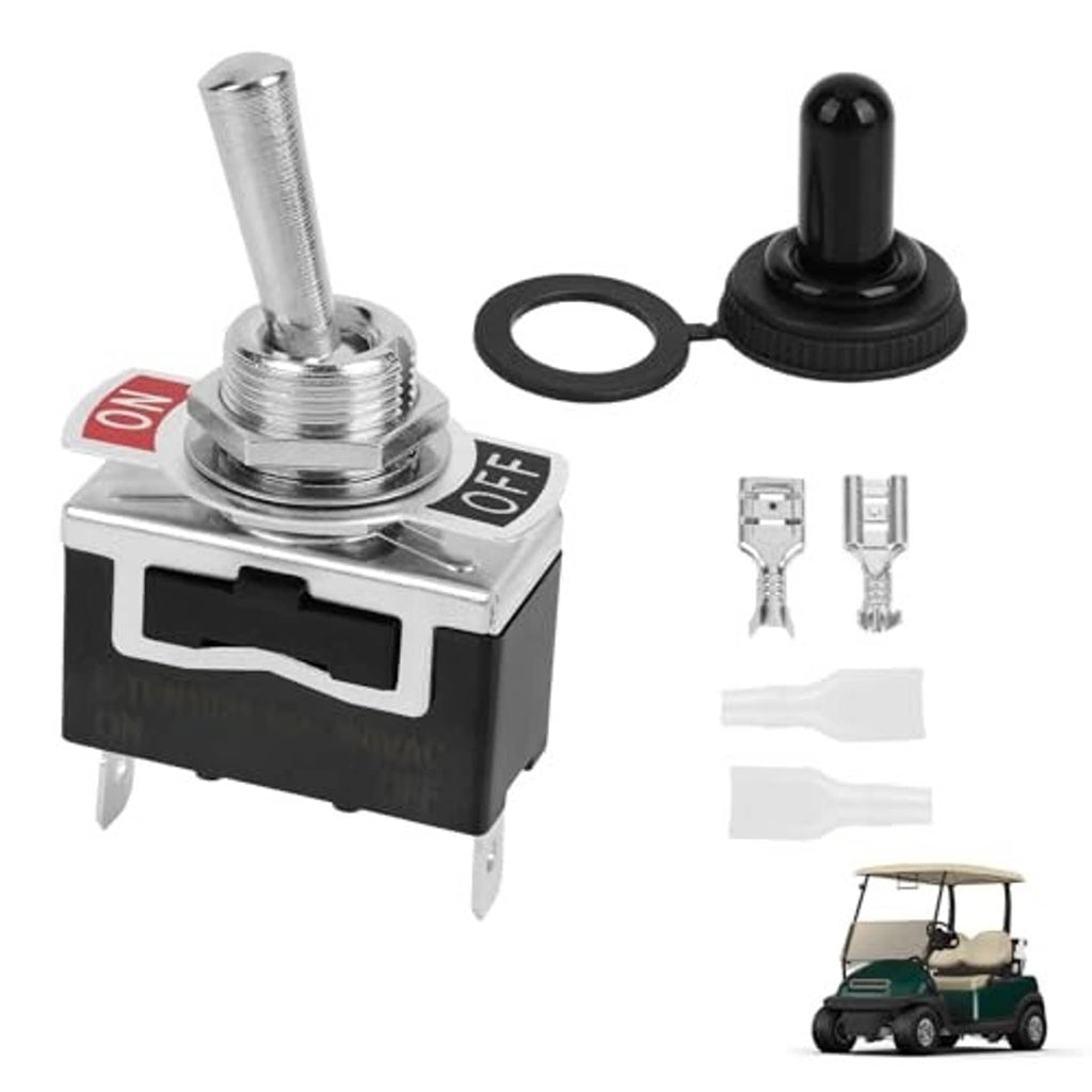 Tow/Run rocker switch with black knob cap, chrome plunger, and ring gasket