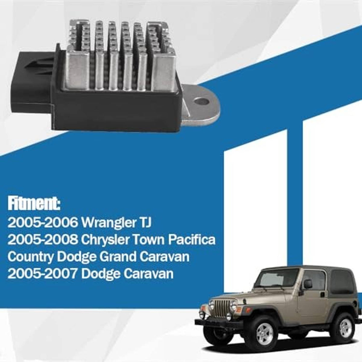 Engine cooling fan relay with mounting bracket and metal terminal pins