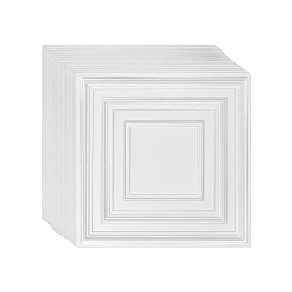 White PVC ceiling tile with centered square peg pattern, 24x24 in