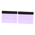 Purple vinyl squeegee with felt edge and black hook-and-loop strap, 2-pack