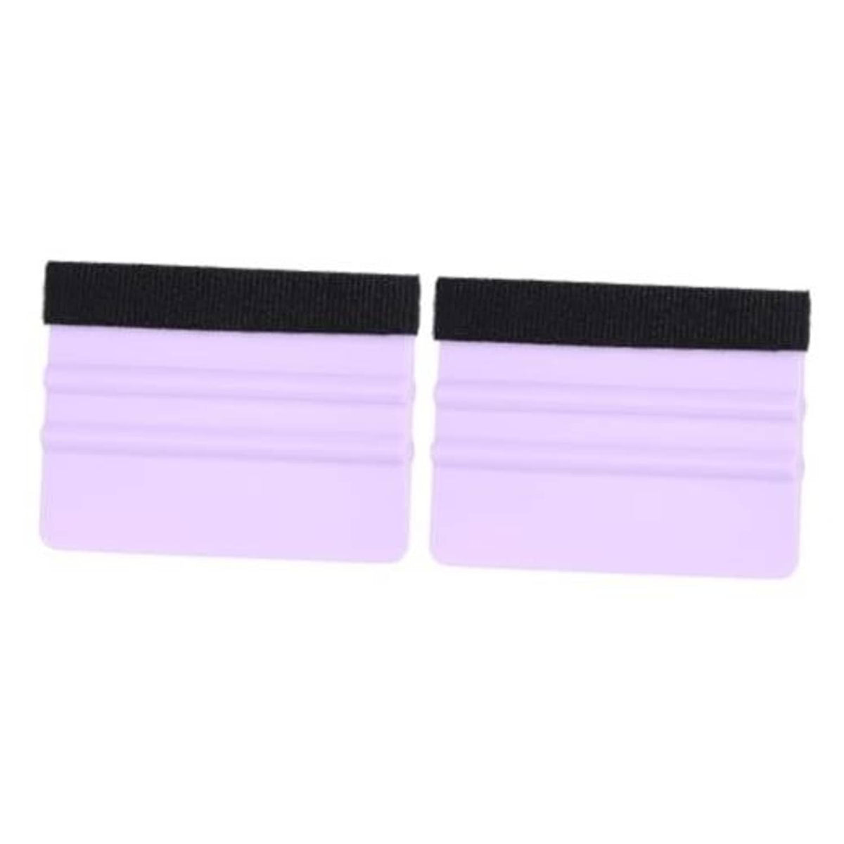 Purple vinyl squeegee with felt edge and black hook-and-loop strap, 2-pack