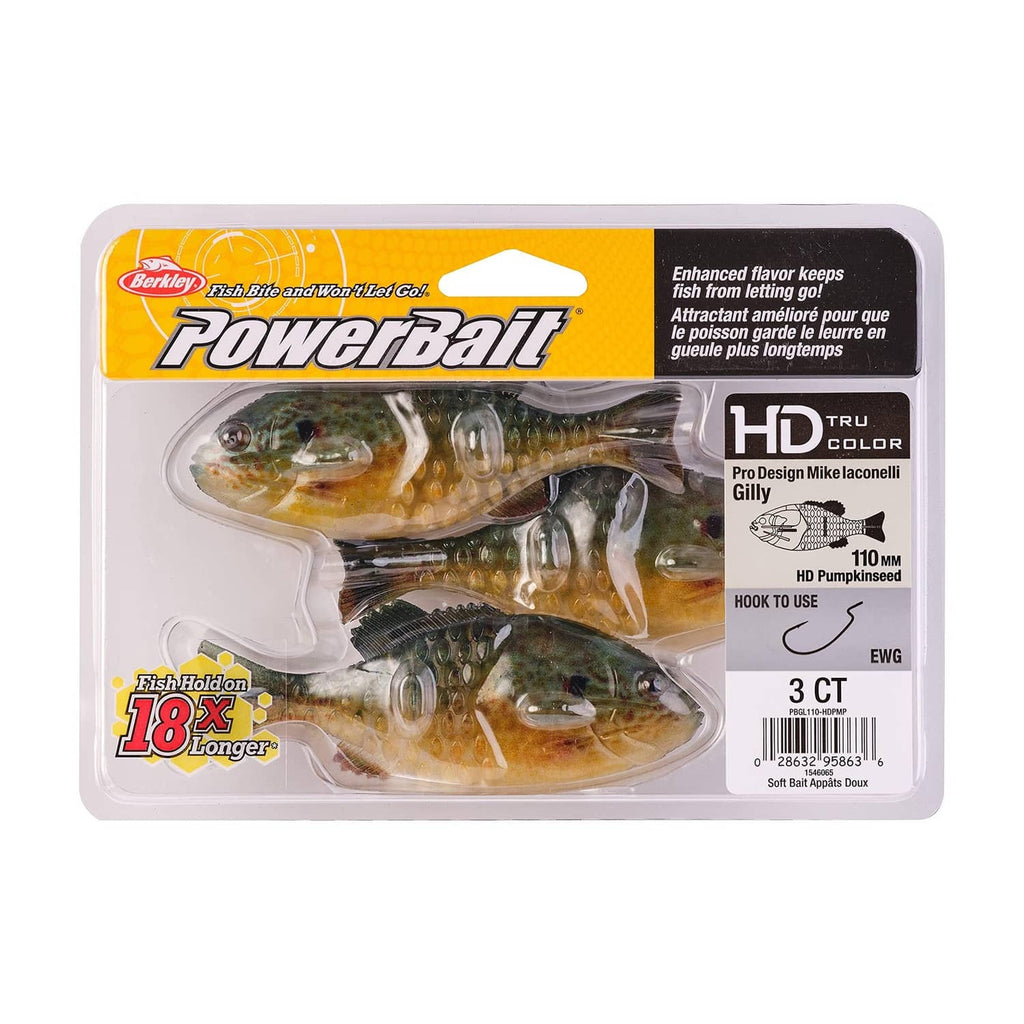 Berkley Powerbait HD gilly soft-plastic lure in retail blister pack, 3 count