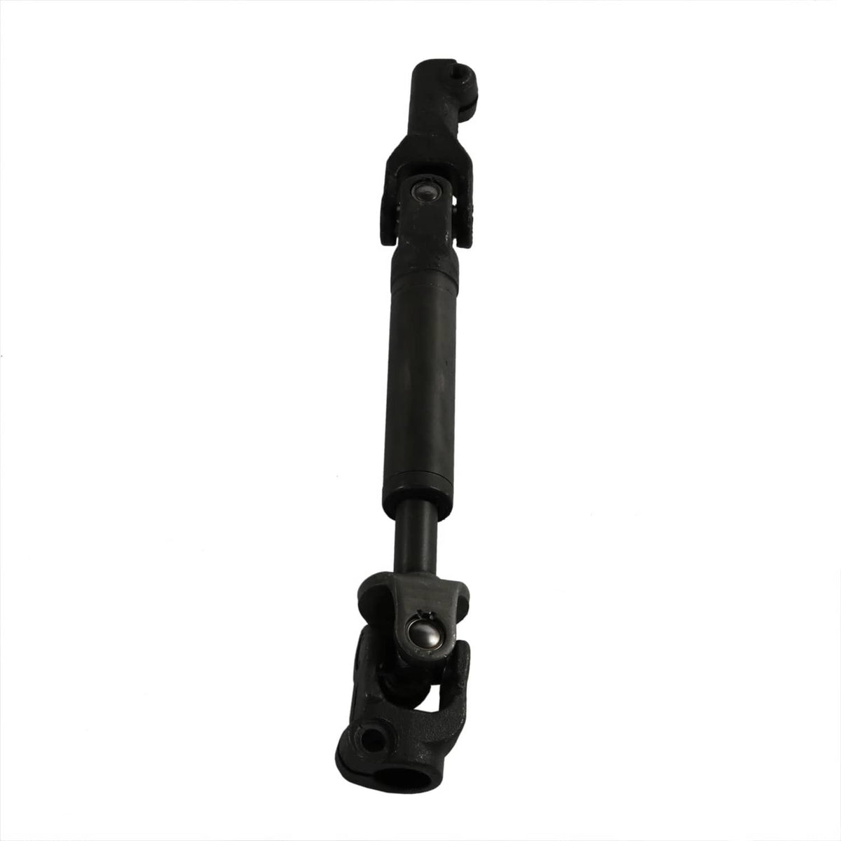 Steering intermediate shaft assembly upright view, black shaft with lower cross mount