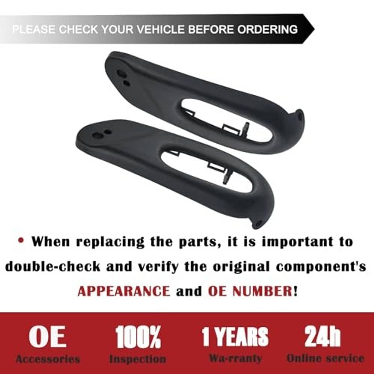 Black power seat switch panel bezel pair with interior mounting tabs and oval openings