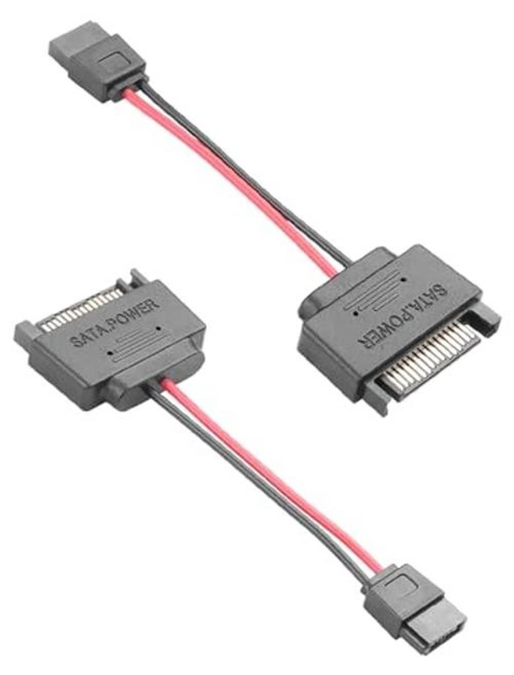SATA adapter cable with 15-pin and 6-pin connectors, red/black wire leads