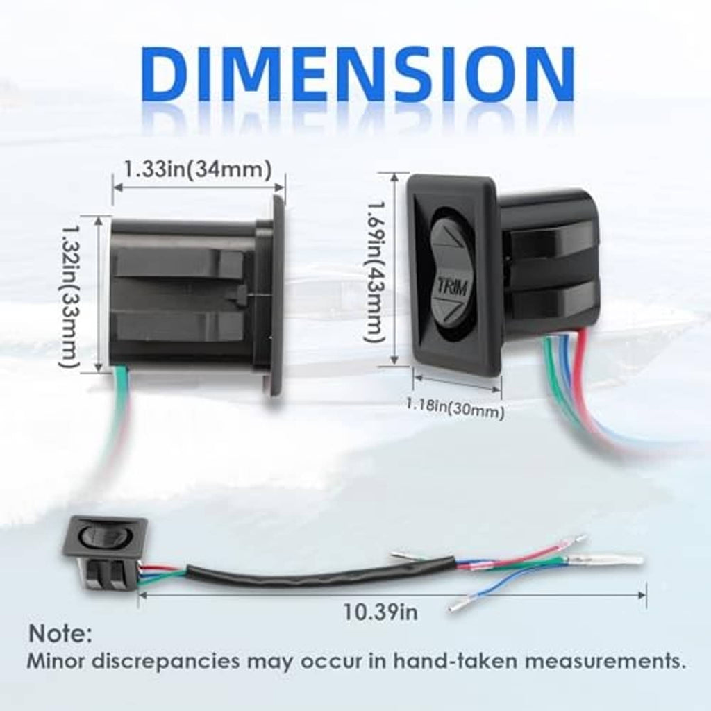 Trim tilt switch and wiring harness with size layout diagram