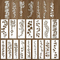 Leaf vine stencil set, 16 decorative leaf and floral designs on white sheets