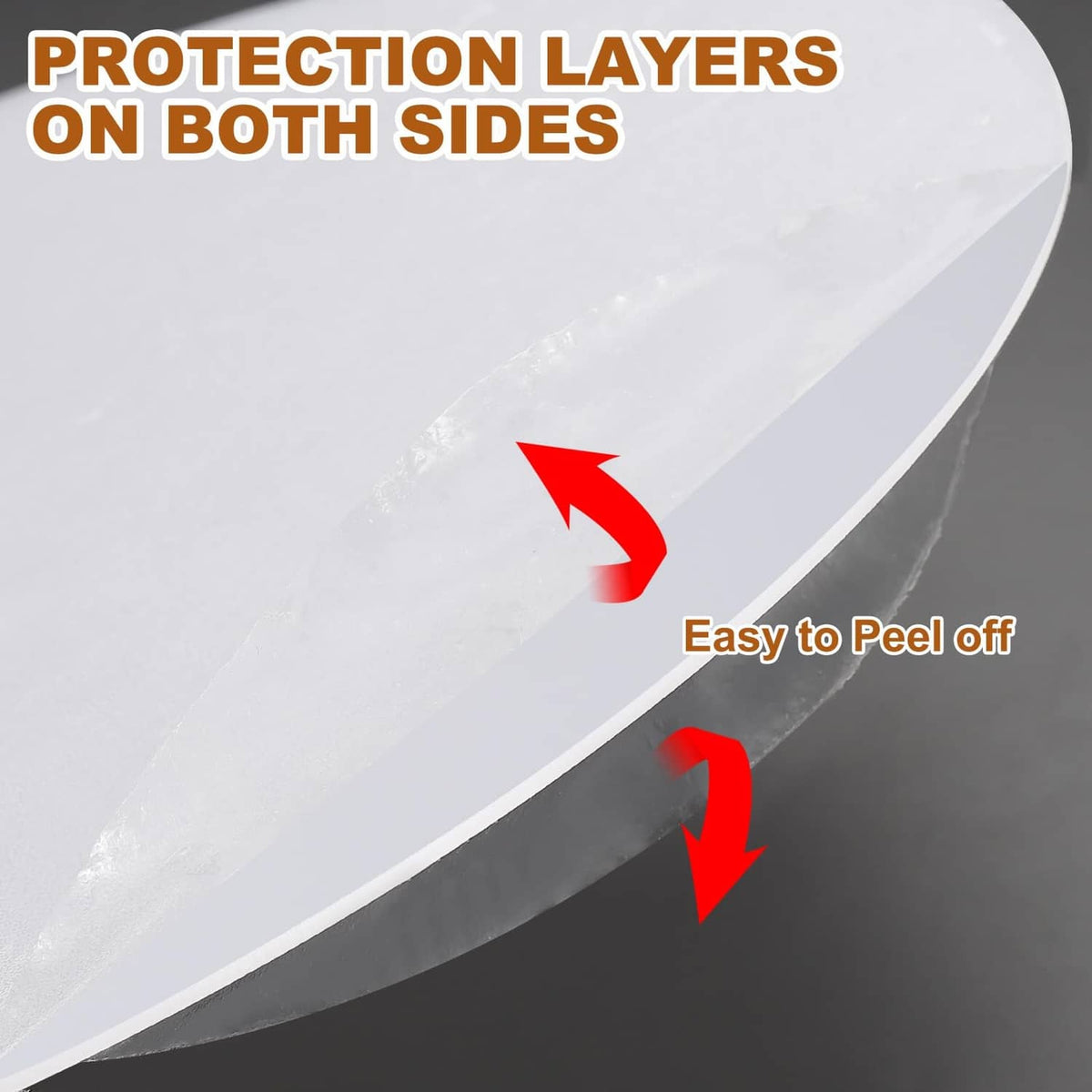 Round white diffuser edge showing peel-off protection layer