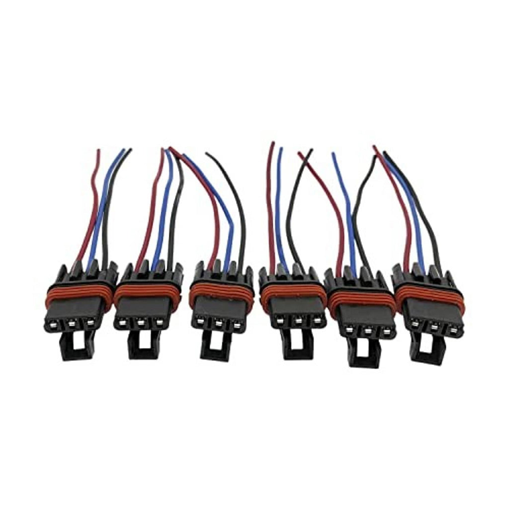Pulse power plug pigtail connectors, 6-pack, black housings with wire leads