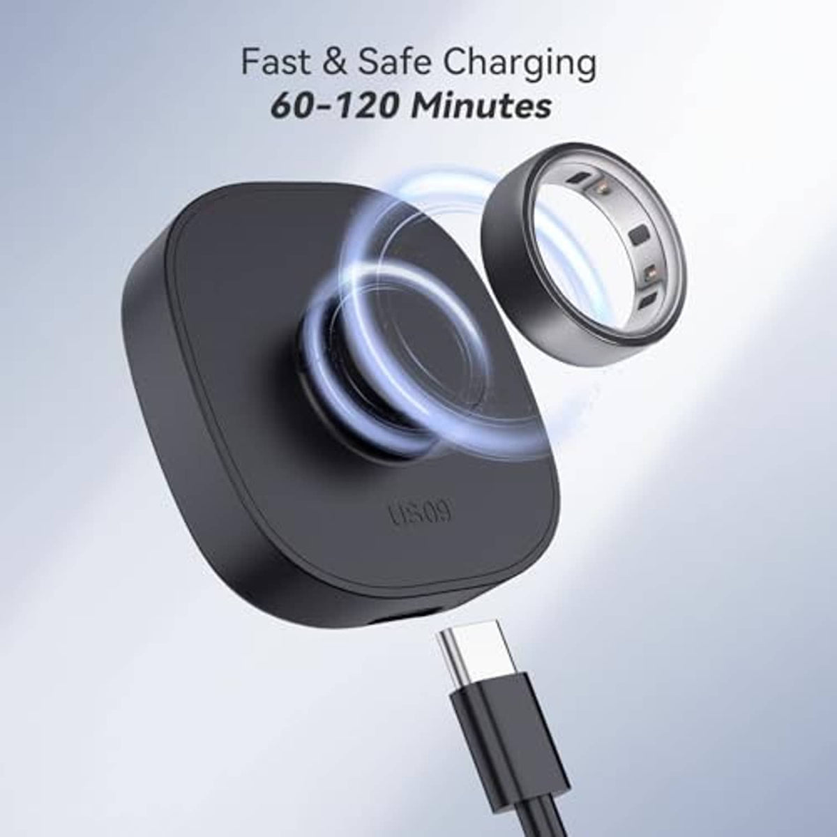 Fast charging ring dock with ring cradle and USB power cable