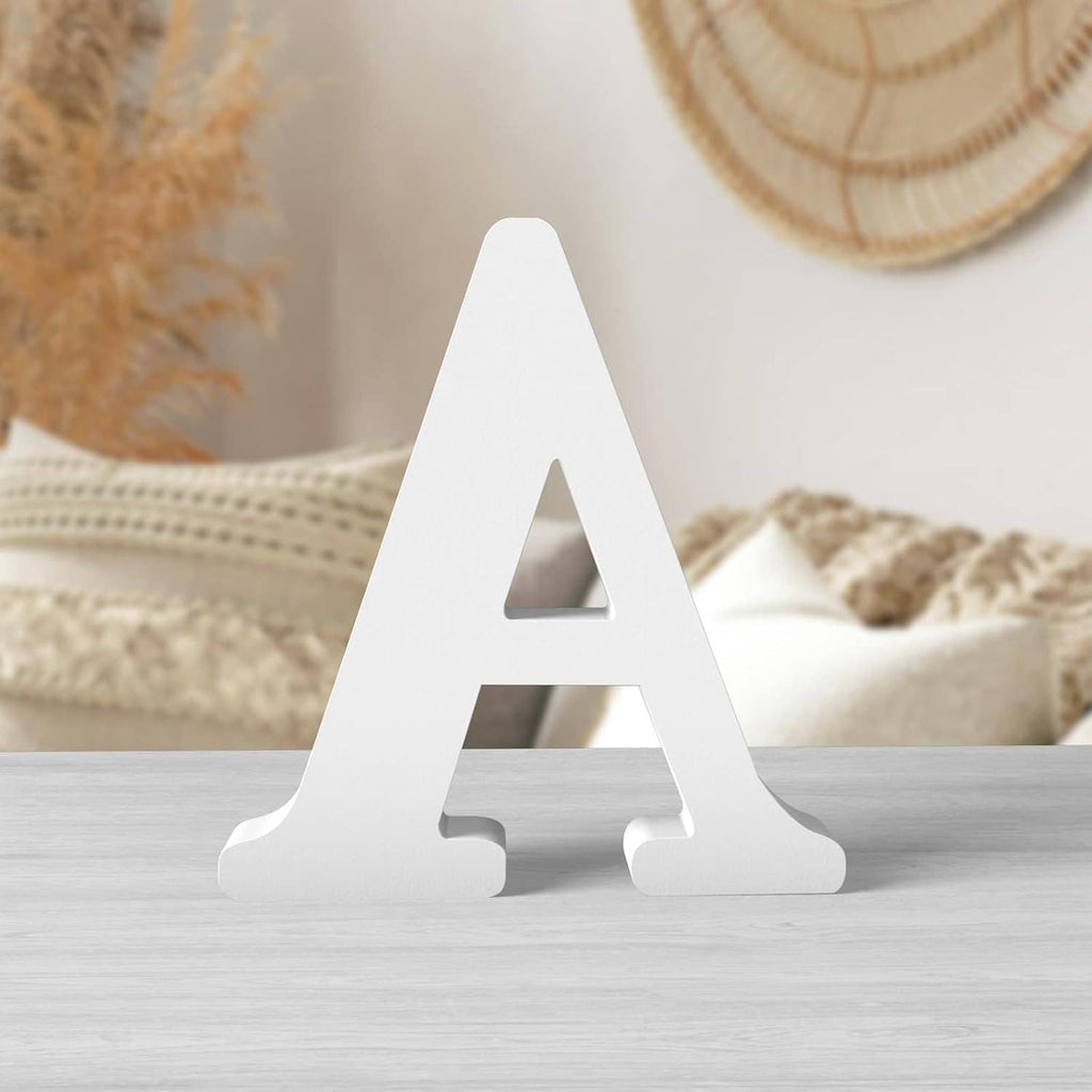 6-inch unfinished wooden letter A, white