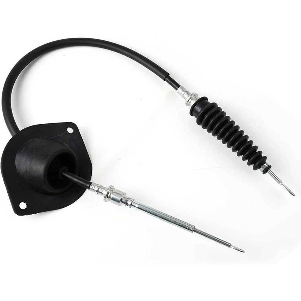 Transmission shift cable assembly showing black mount and coiled spring cable section