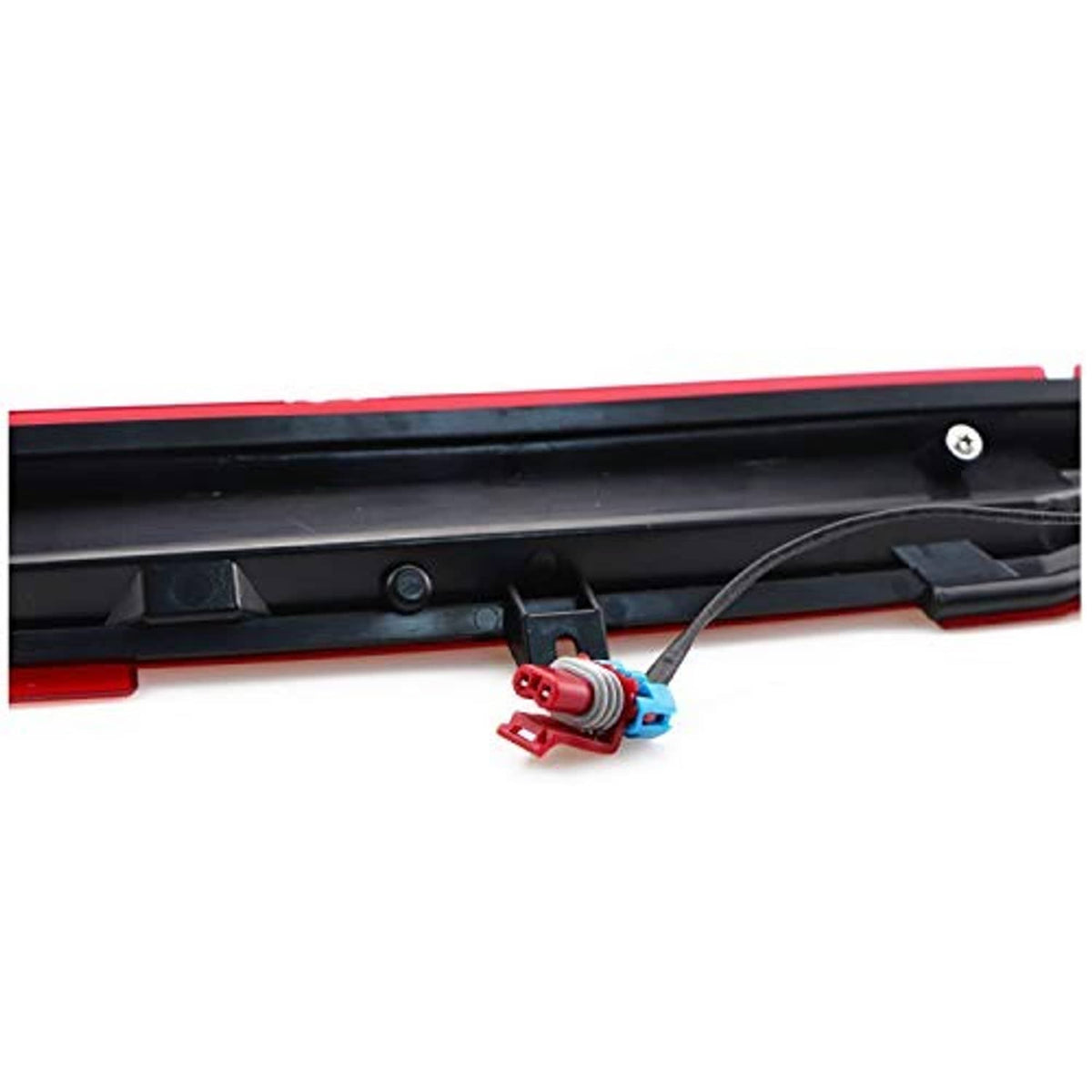 LED third brake light housing with wiring connector and mounting bracket