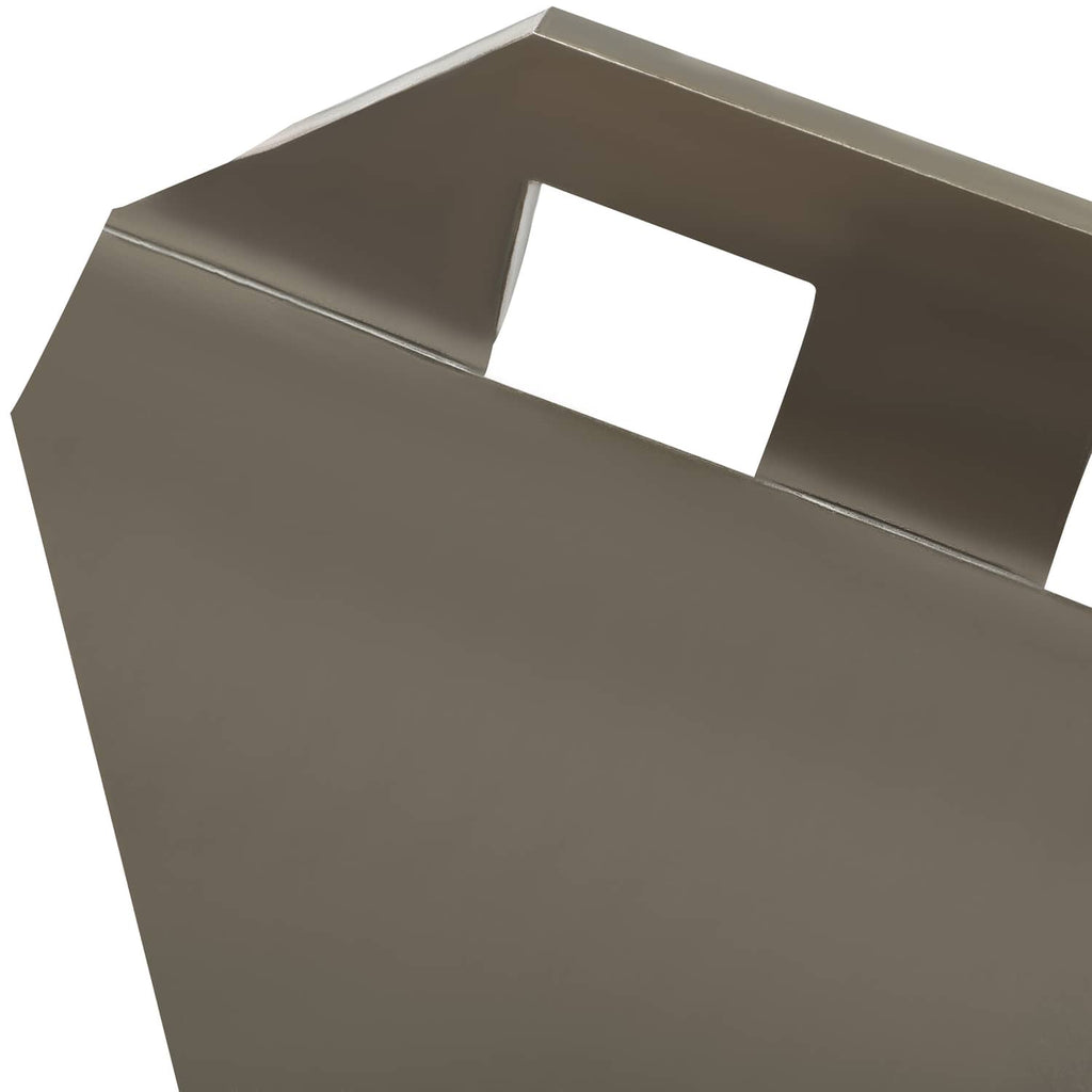 Tight view of gray metal mount adapter plate showing central groove and openings