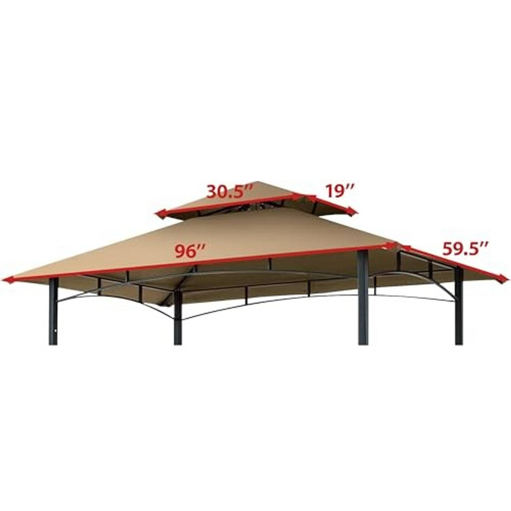 Khaki double-tier canopy top sized 96 in long and 59.5 in wide