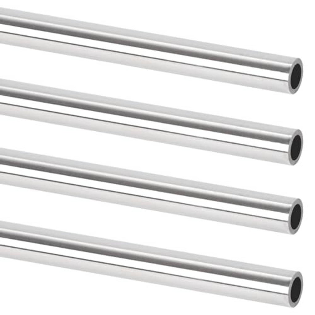 Stainless steel round tube pipes, aligned set with dark hollow openings