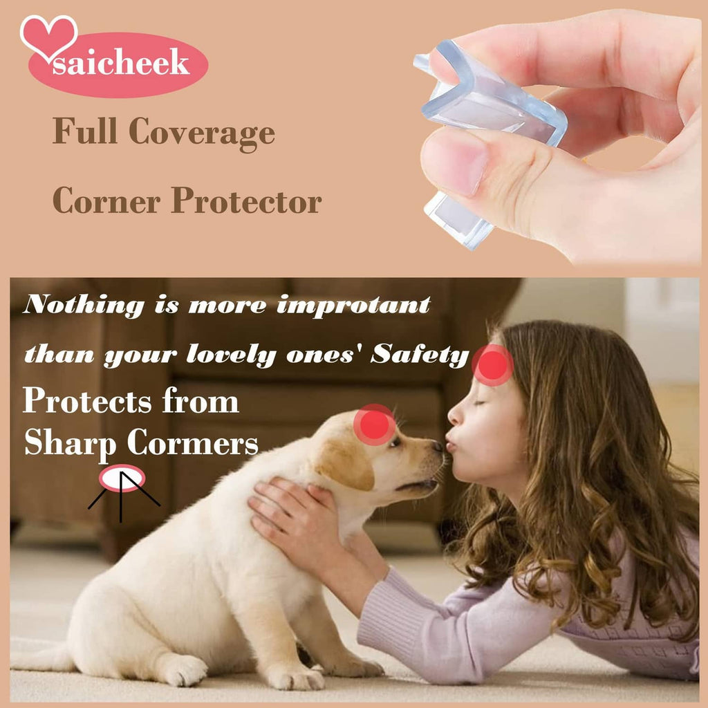 saicheek transparent silicone corner protector held in hand for child-safe corner coverage
