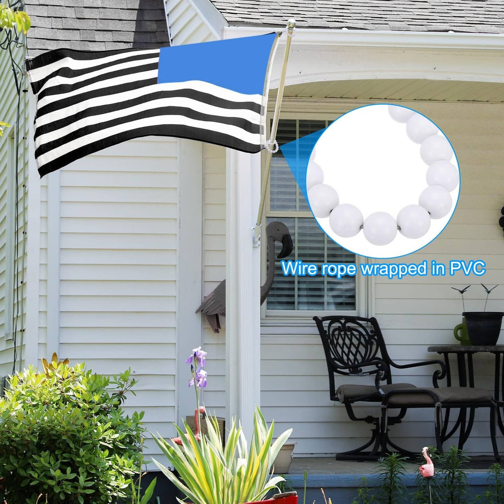White beaded flagpole retainer ring with PVC-wrapped wire