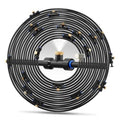 Coiled black misting line with central connector and brass mist nozzles