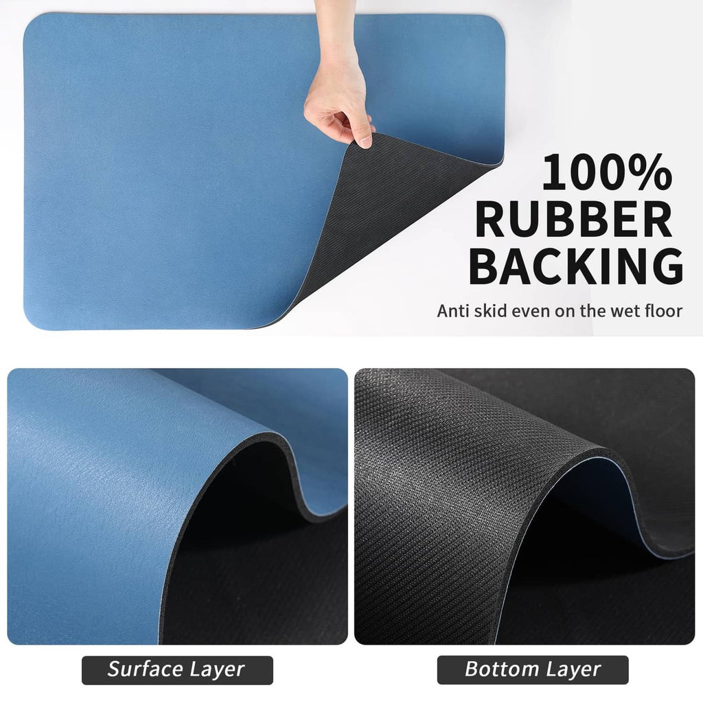 Blue absorbent mat with 100% rubber backing, anti-skid on wet floors