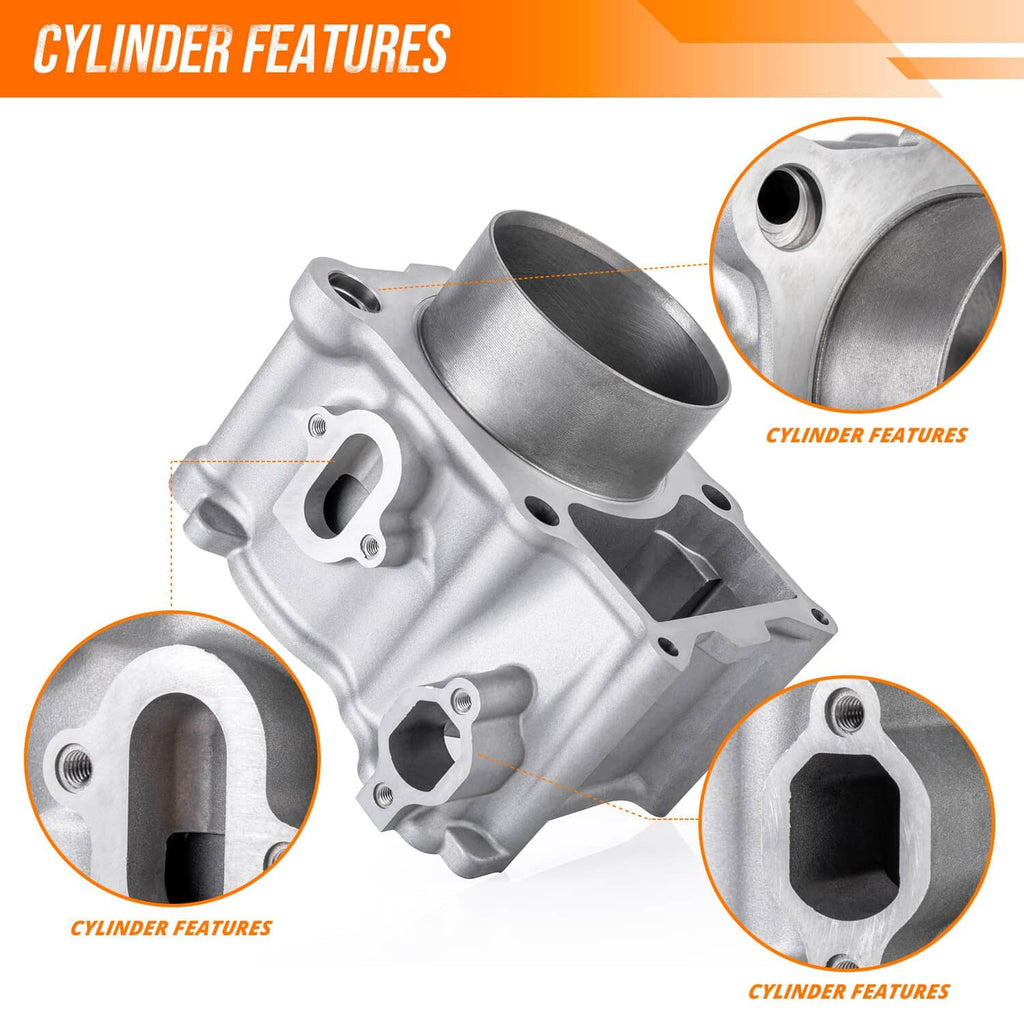 Cylinder features diagram with close-up callouts of engine cylinder parts