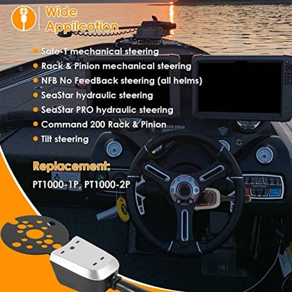 Marine steering accessory system featuring engine trim control switch and steering wheel setup