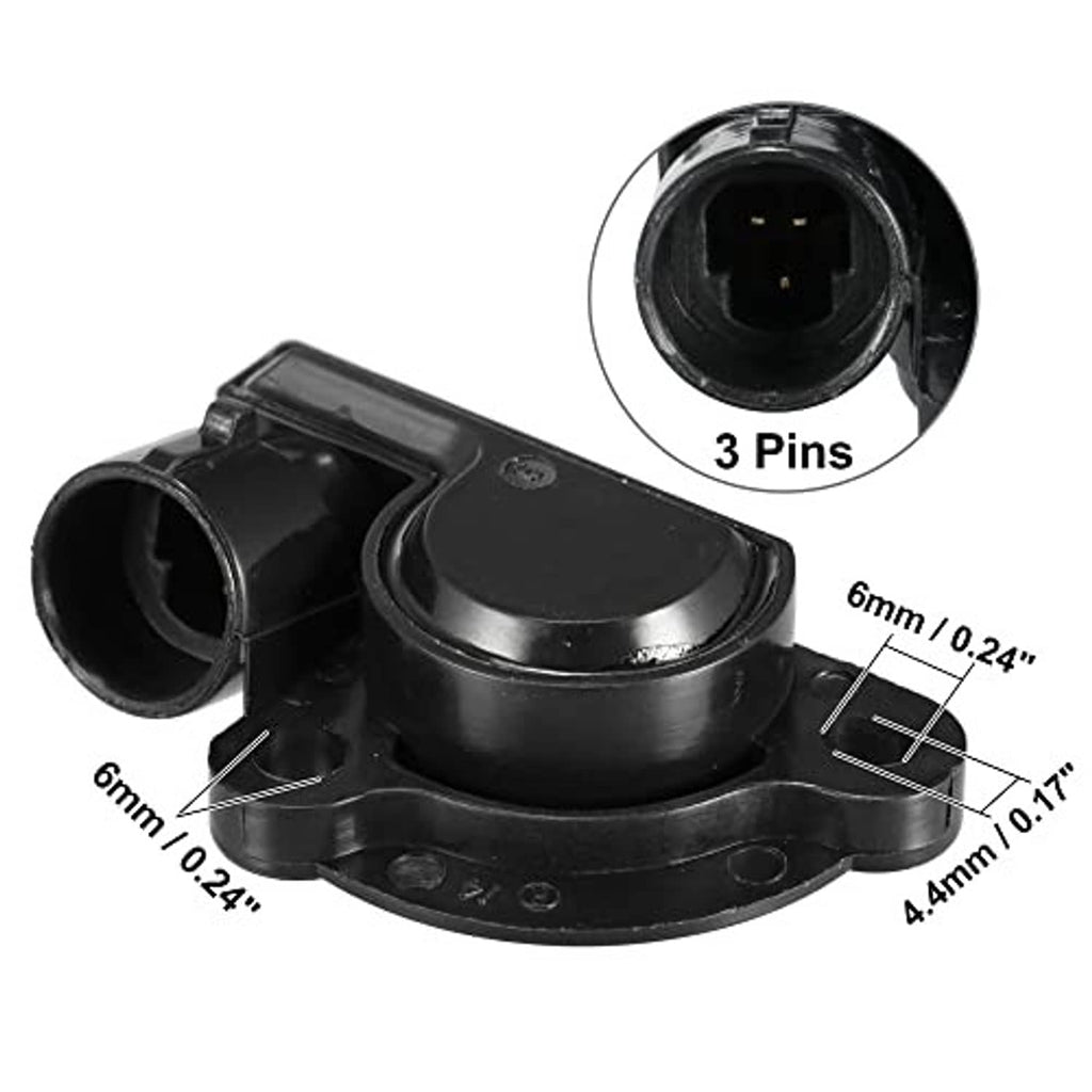 Throttle position sensor TPS, 3-pin black housing with mounting size markings