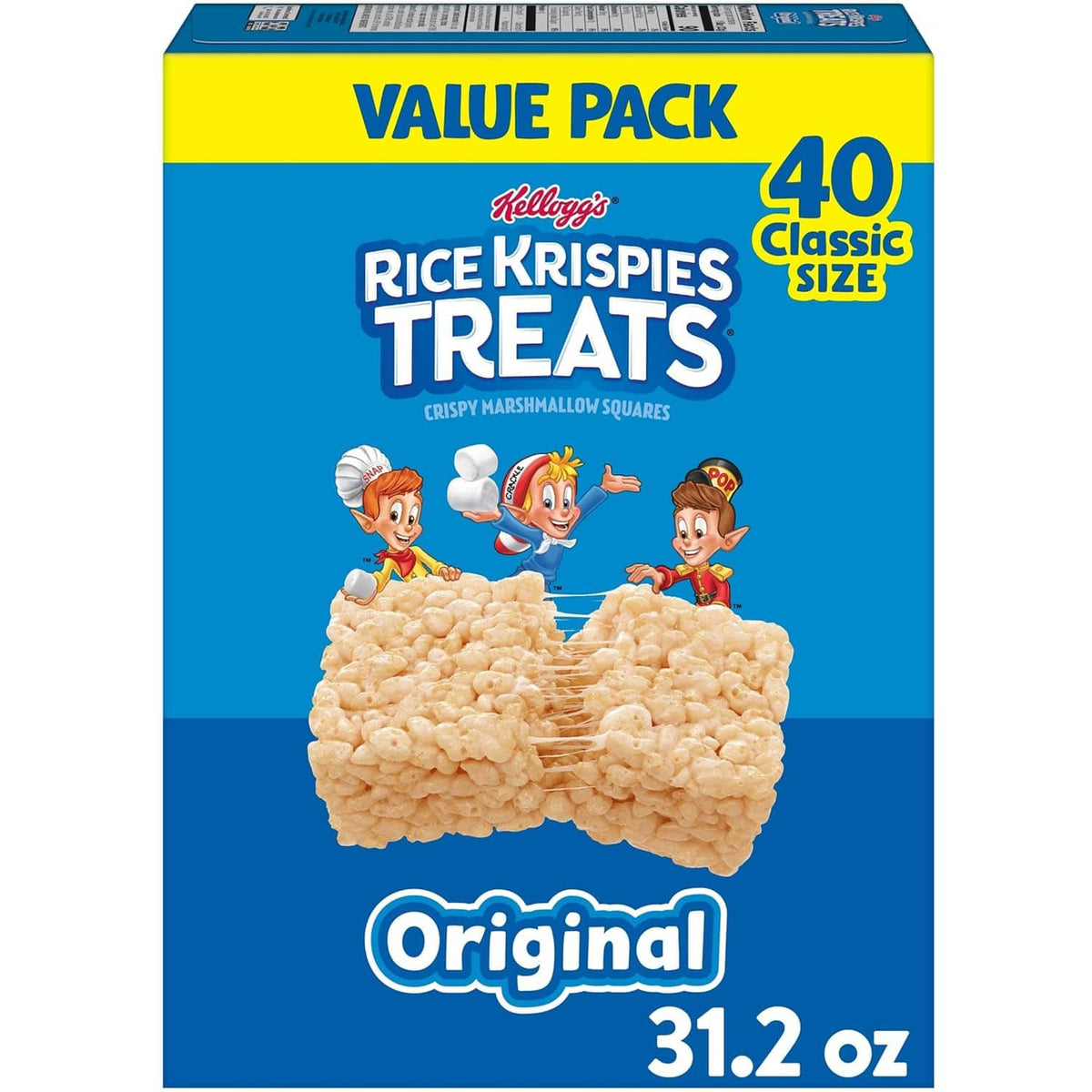 Original crispy marshmallow cereal bar value pack box, 40 classic size