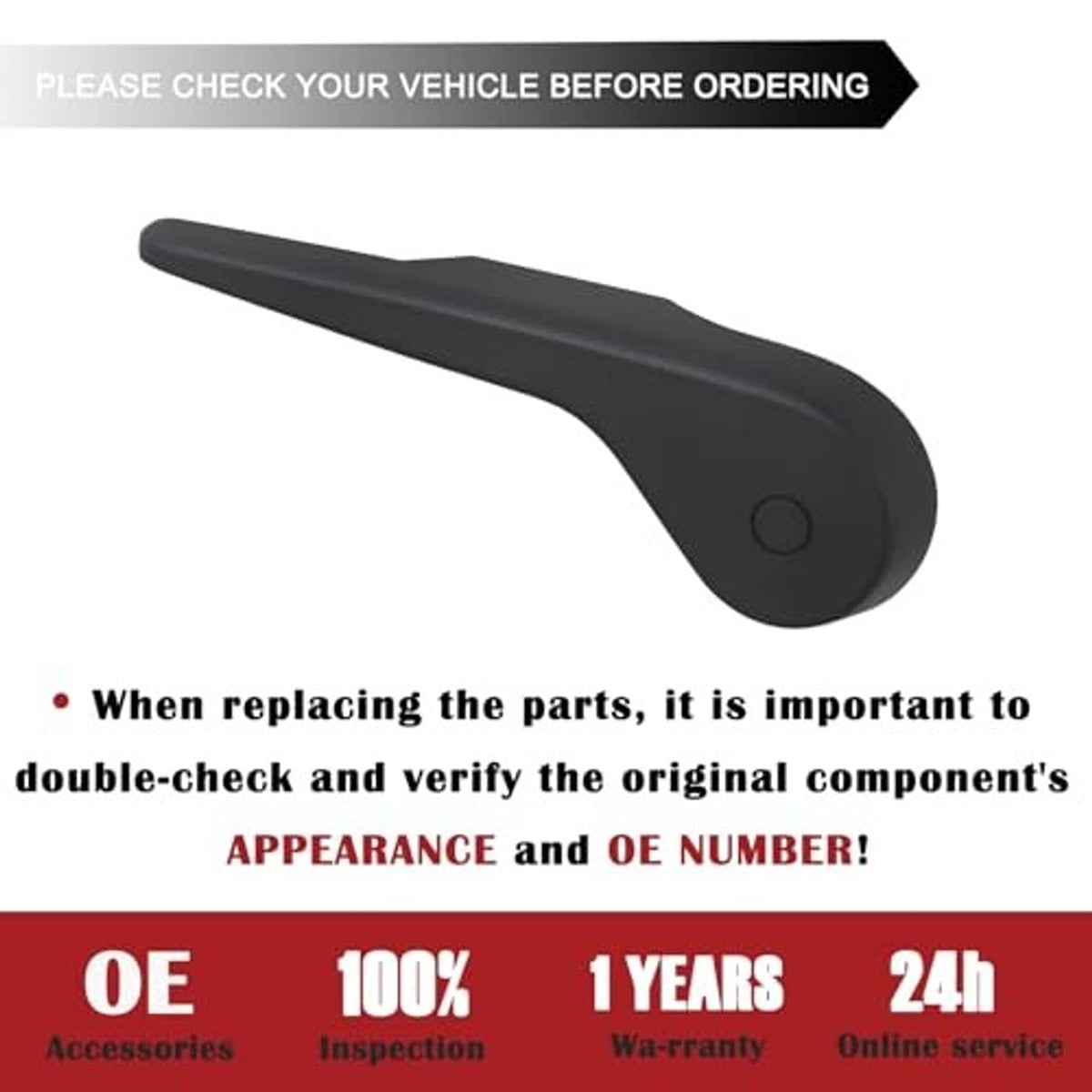 Seat recliner handle lever profile, dark gray/black, rounded end and button