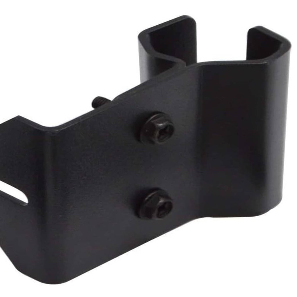 Black LED light bar mount bracket with screw holes and two mounting bolts