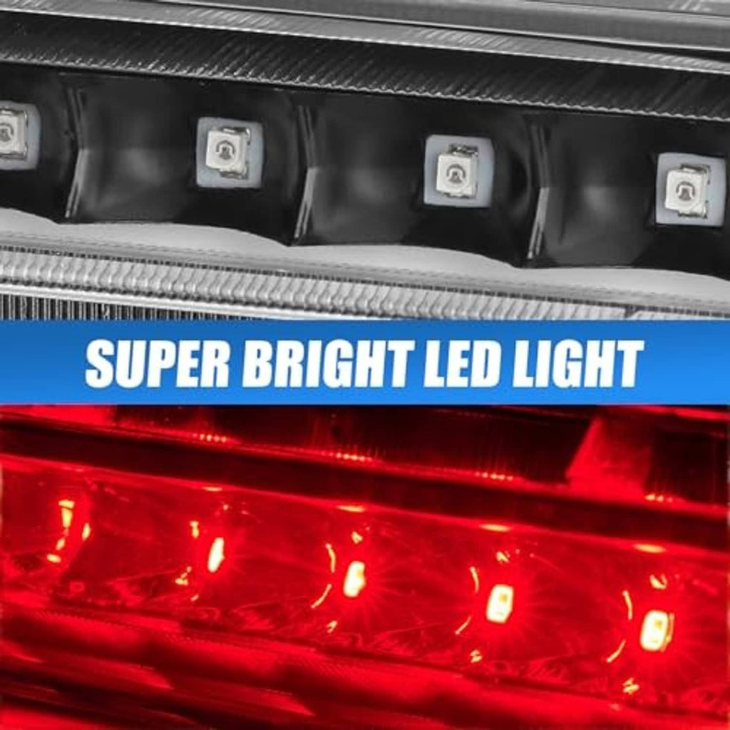 Close-up of LED third brake light module with multiple red lamps