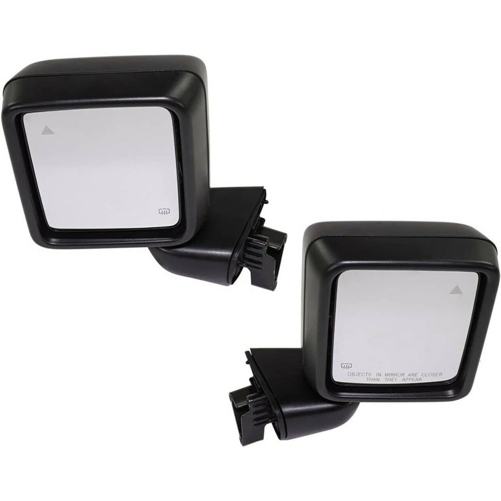 Pair of rectangular rearview mirrors with blind-spot indicators, black housings