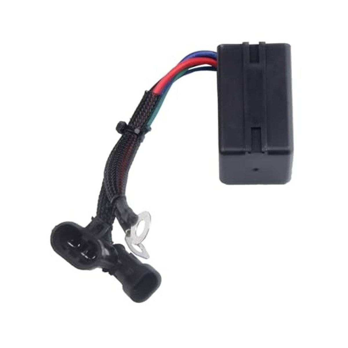Tilt trim relay module with braided wiring and multi-pin connector and clips