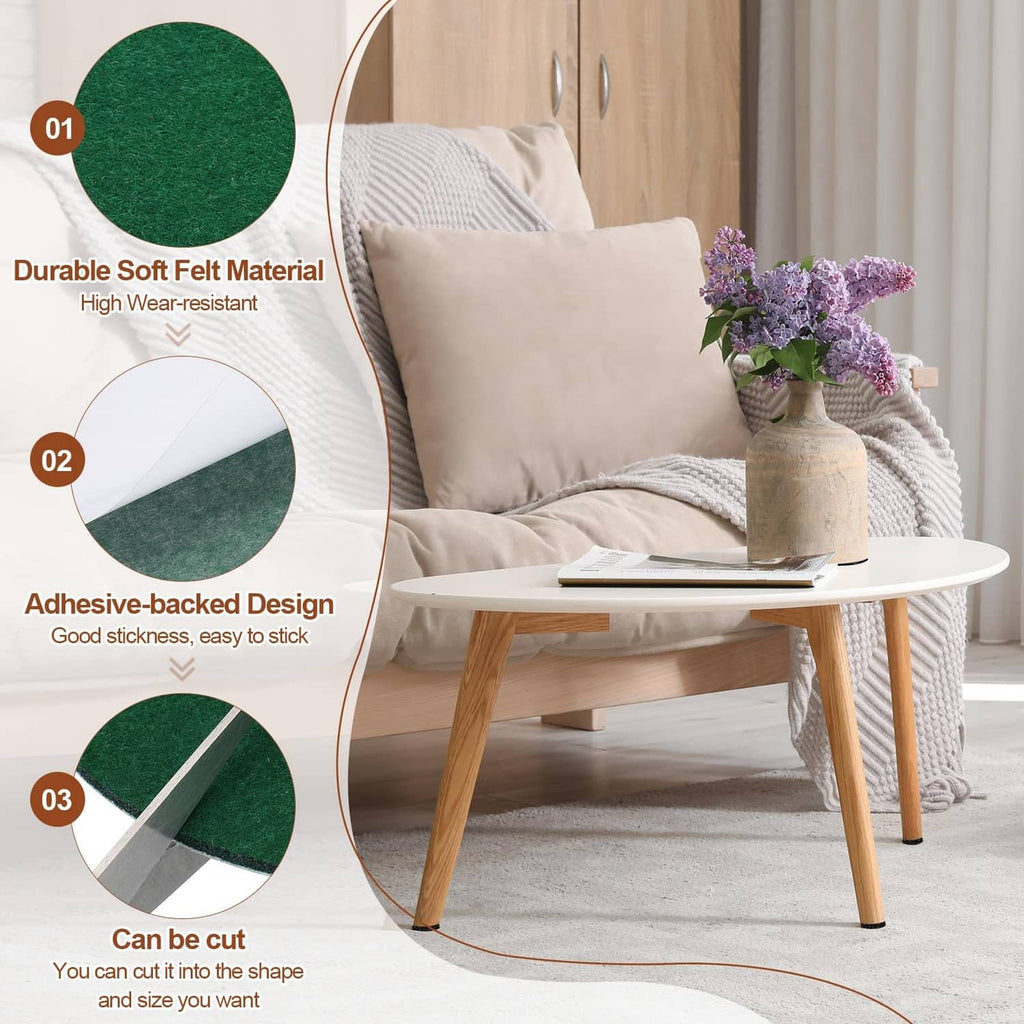 Dark green felt lamp base pads, adhesive-backed round circles