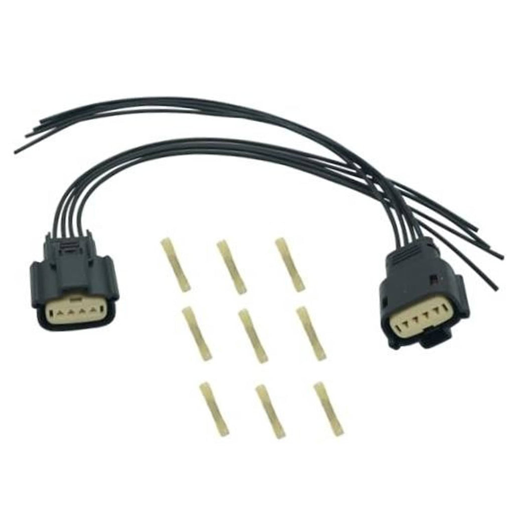 HID headlight wiring harness pigtail with 4-pin connectors and black cable leads