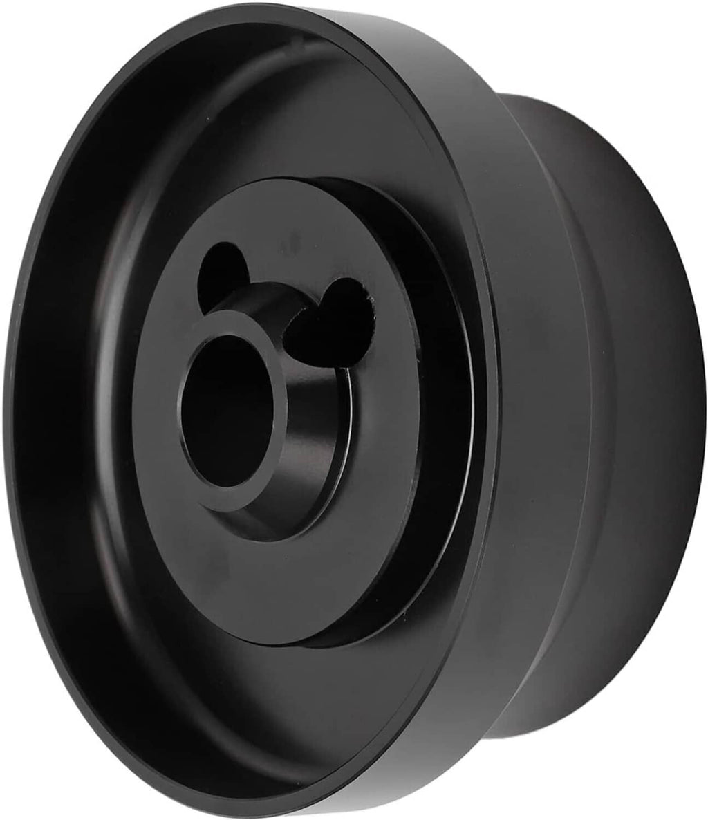 Black steering wheel hub adapter with concentric rings and center opening