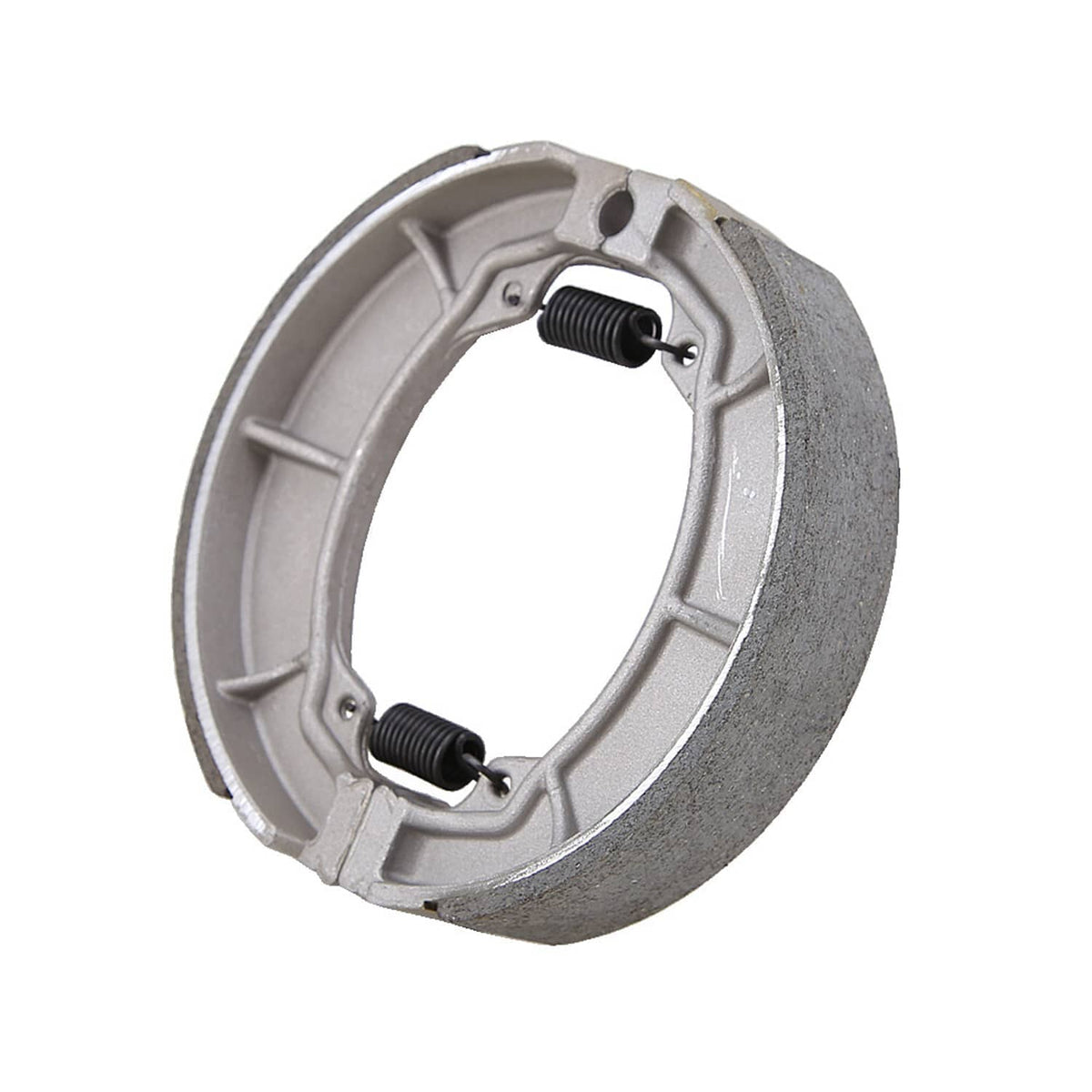 Rear brake shoes set with spring mechanism and gray metal backing plate