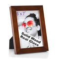 Brown solid wood 5x7 picture frame with real glass cover and tabletop stand