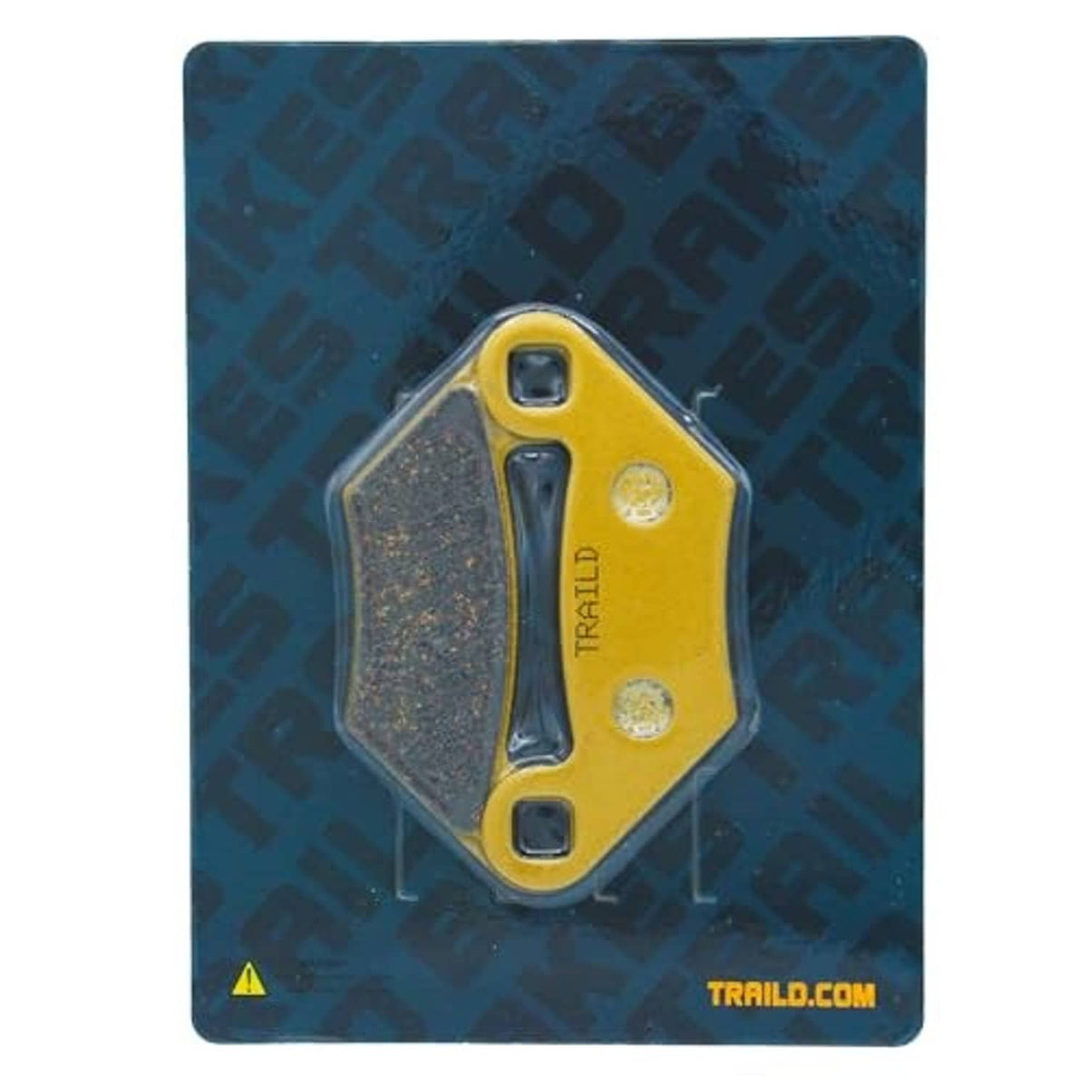 Ceramic brake pads blister pack with dark pad insert and yellow backing