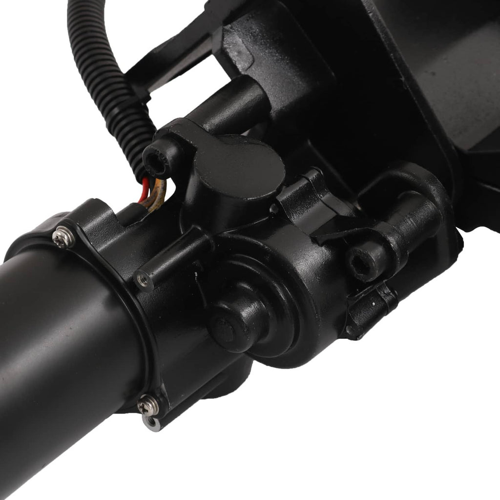 Power running board actuator motor, black cylindrical unit with sensor and wiring harness
