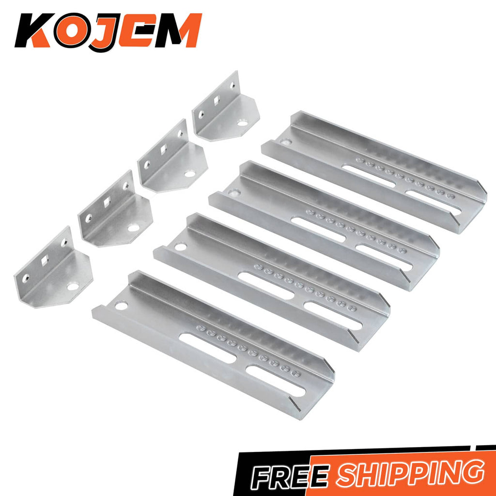 Boat trailer bunk board bracket kit, silver metal swivel top with slotted holes