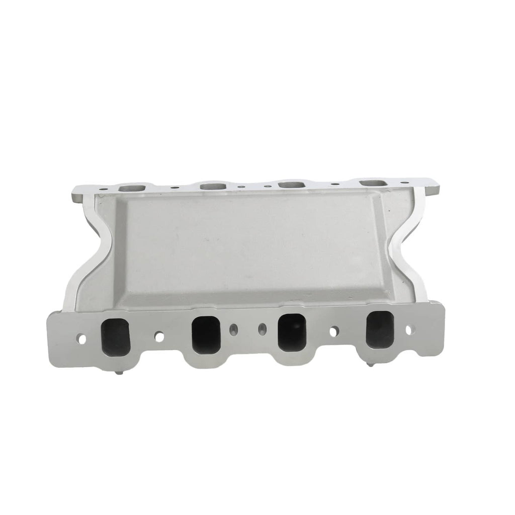 Engine intake manifold bracket, silver-gray metal with cutouts and mounting slots