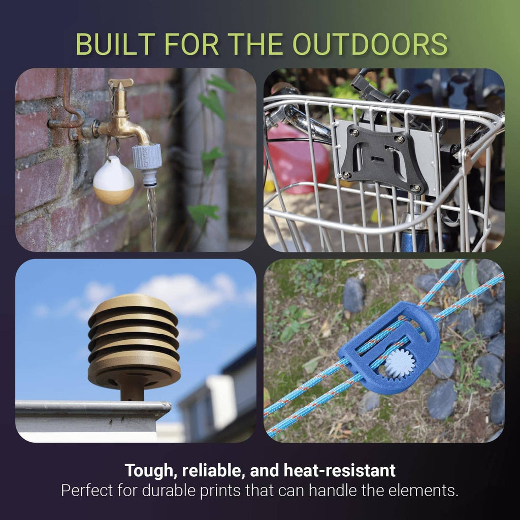 Outdoor filament use collage showing spool and application scenes with clips